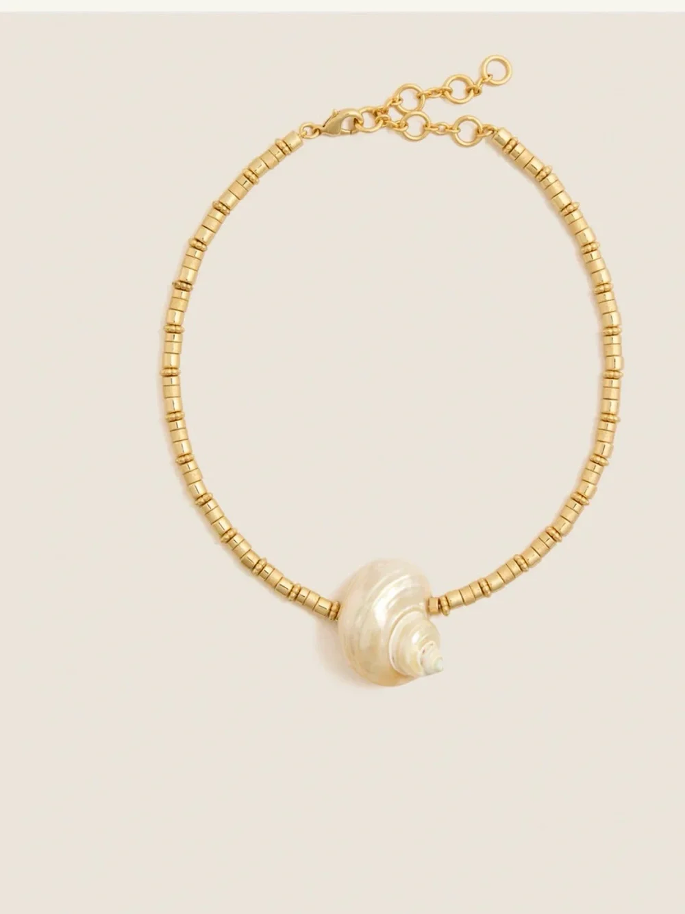 Tuckernuck Gold Bead Necklace with Cream Shell Pendant. - Picture 1 of 8